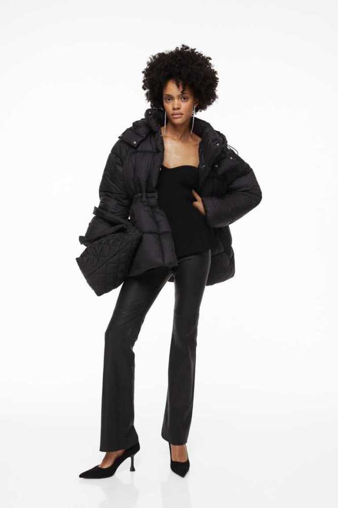 Chaquetas H&M Encapuchado Puffer Mujer Negros | 528769LCY