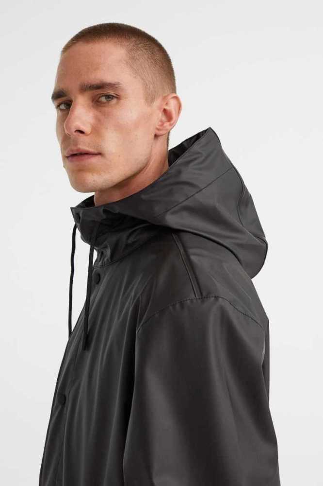 Chaquetas H&M Encapuchado Rain Hombre Negros | 213974JSZ