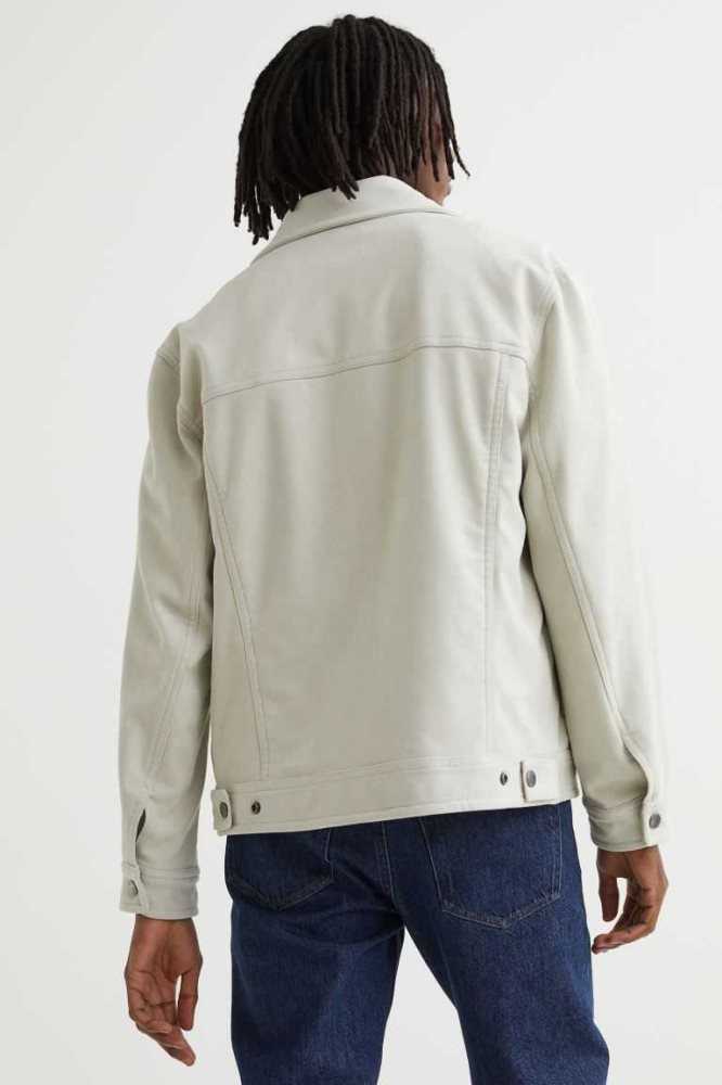 Chaquetas H&M Faux Gamuza Shacket Hombre Creme | 508392UYN