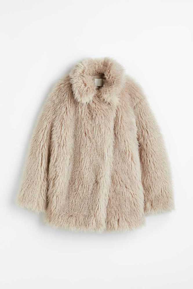 Chaquetas H&M Fluffy Mujer Beige Claro | 049381VWE