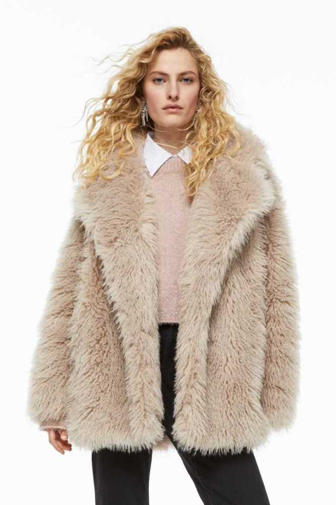 Chaquetas H&M Fluffy Mujer Beige Claro | 049381VWE