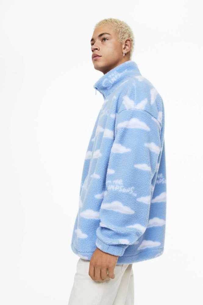 Chaquetas H&M Oversized Fit Teddy Hombre Azules Claro | 109267YTV