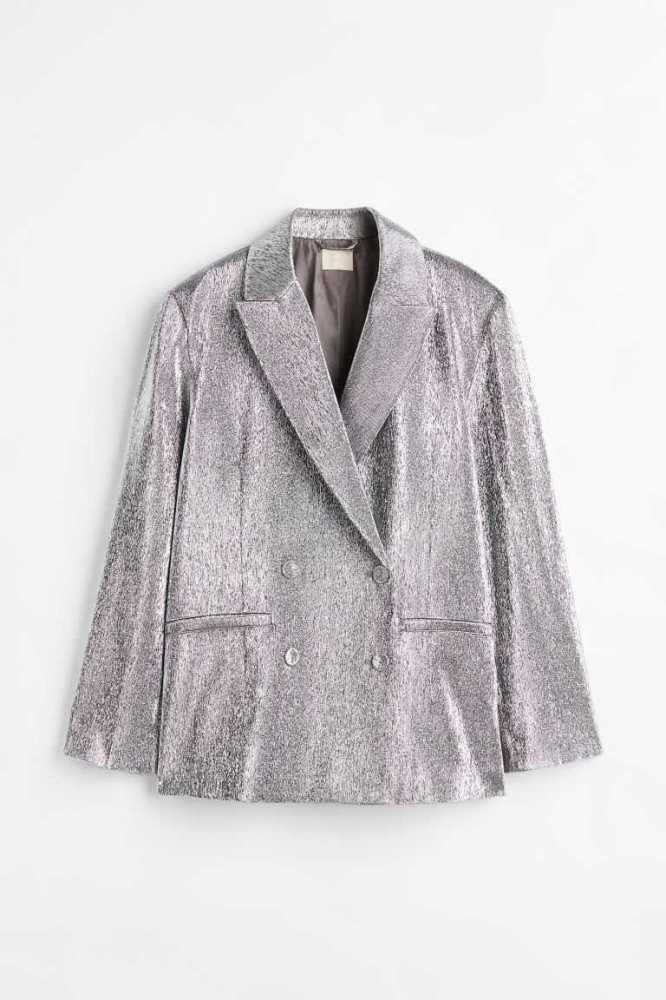 Chaquetas H&M Oversized Glittery Mujer Plateados | 237051MUG