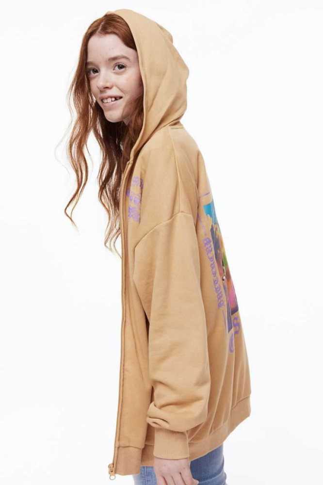 Chaquetas H&M Oversized Printed Encapuchado Niños Beige | 852079RAK