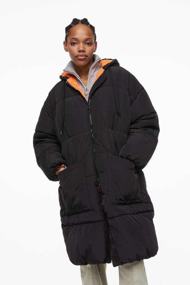 Chaquetas H&M Oversized Puffer Mujer Negros | 498750UHX