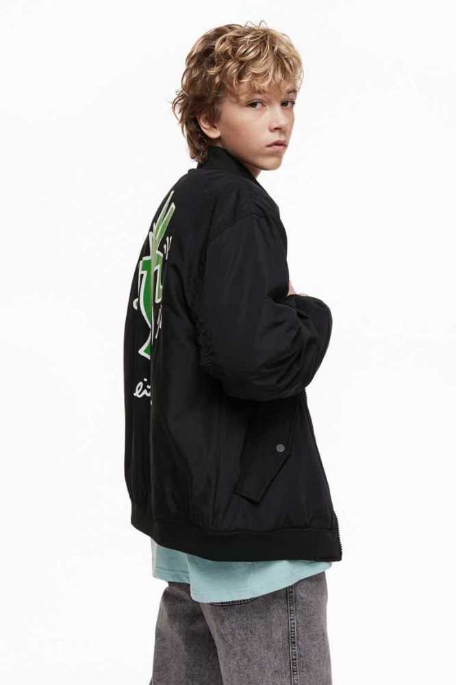 Chaquetas H&M Oversized bomber Niños Negros | 930158TUH