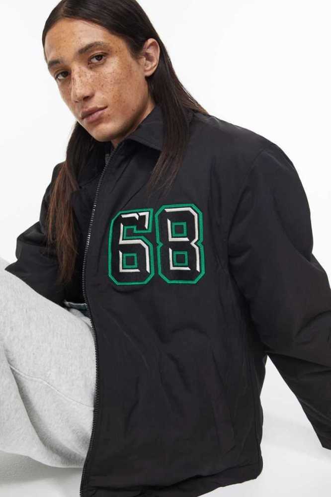 Chaquetas H&M Regular Fit Acolchado Baseball Hombre Negros | 139504TGV