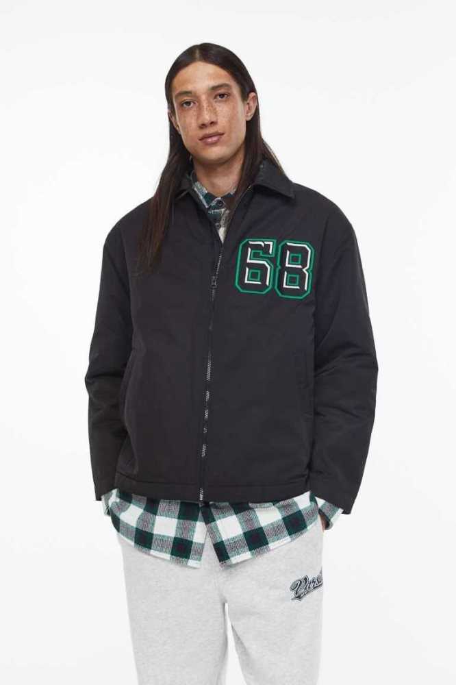 Chaquetas H&M Regular Fit Acolchado Baseball Hombre Negros | 139504TGV