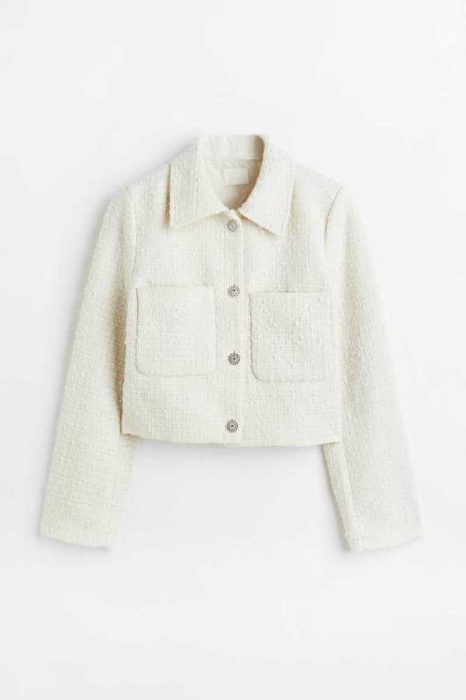 Chaquetas H&M Rhinestone-button Mujer Creme | 461375DEK