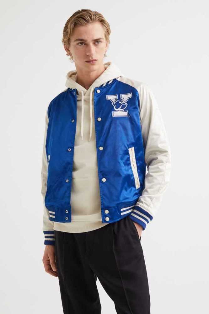 Chaquetas H&M Satin Bomber Hombre Azules | 490876IEC