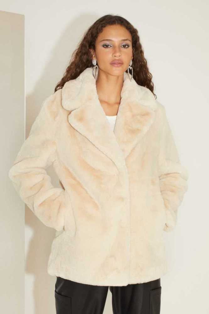 Chaquetas H&M Single-breasted Faux-fur Mujer Beige Claro | 012354OIT