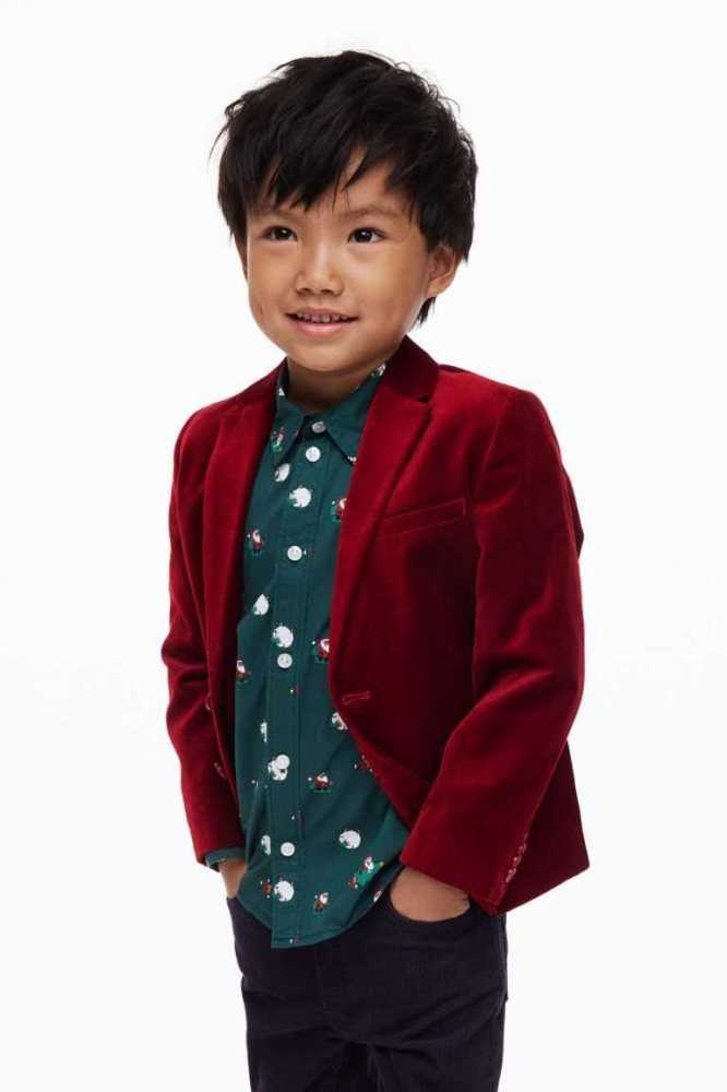 Chaquetas H&M Velvet Niños Rojos Oscuro | 659802NLQ