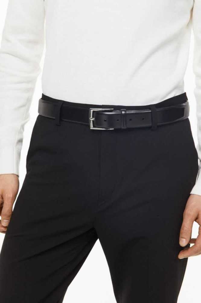 Cinturones H&M Cuero Hombre Negros | 329150UXJ