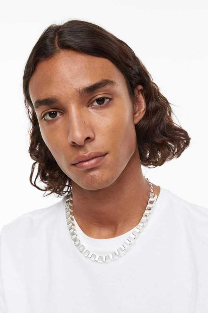 Collar H&M Box Chain Hombre Plateados | 785296XJF