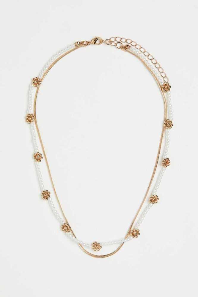 Collar H&M Double-strandBeads Mujer Dorados | 593786JEM