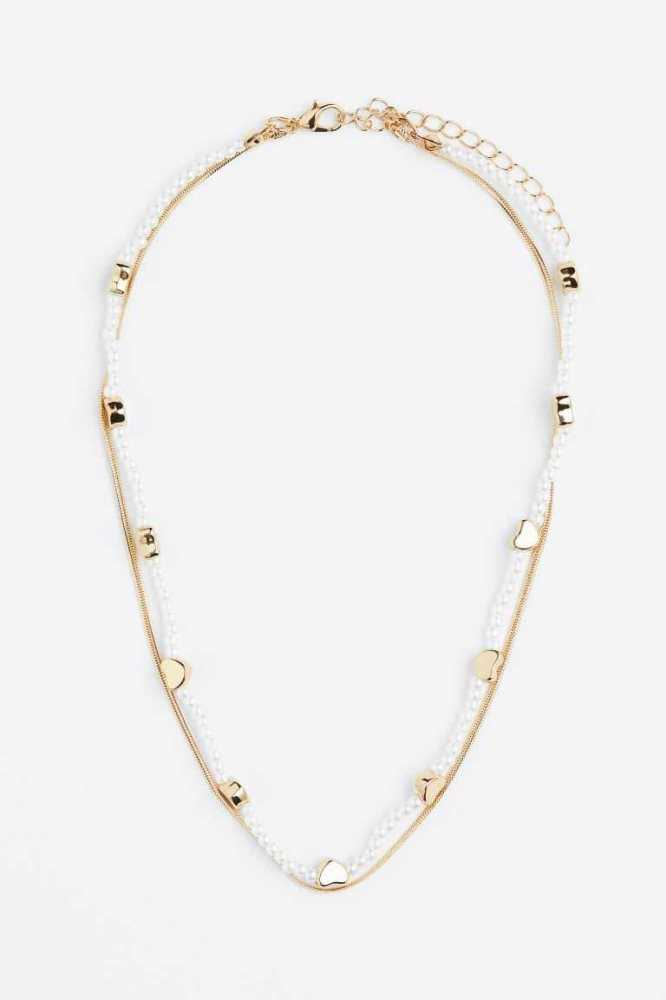 Collar H&M Double-strandBeads Mujer Dorados | 593786JEM