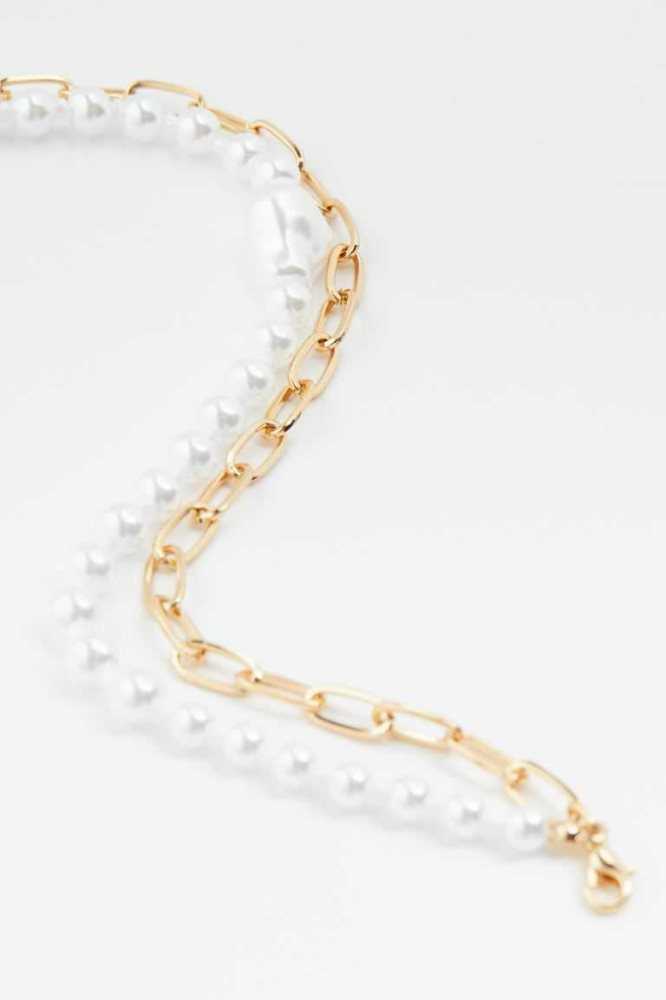 Collar H&M Double-strand Mujer Dorados Blancos | 684250RJY