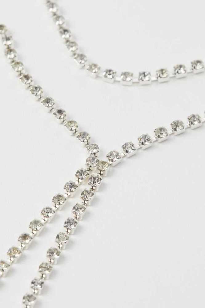 Collar H&M Double-strand Rhinestone Mujer Plateados | 601752MNJ