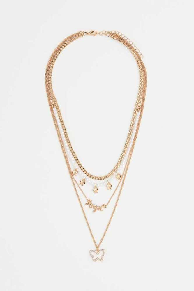 Collar H&M Double-strand Rhinestone-pendant Mujer Plateados | 146735ITE