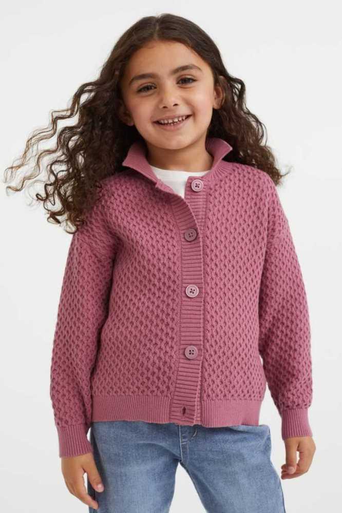 Cárdigan H&M CottonCollar Niños Rosas Oscuro | 208415GBL