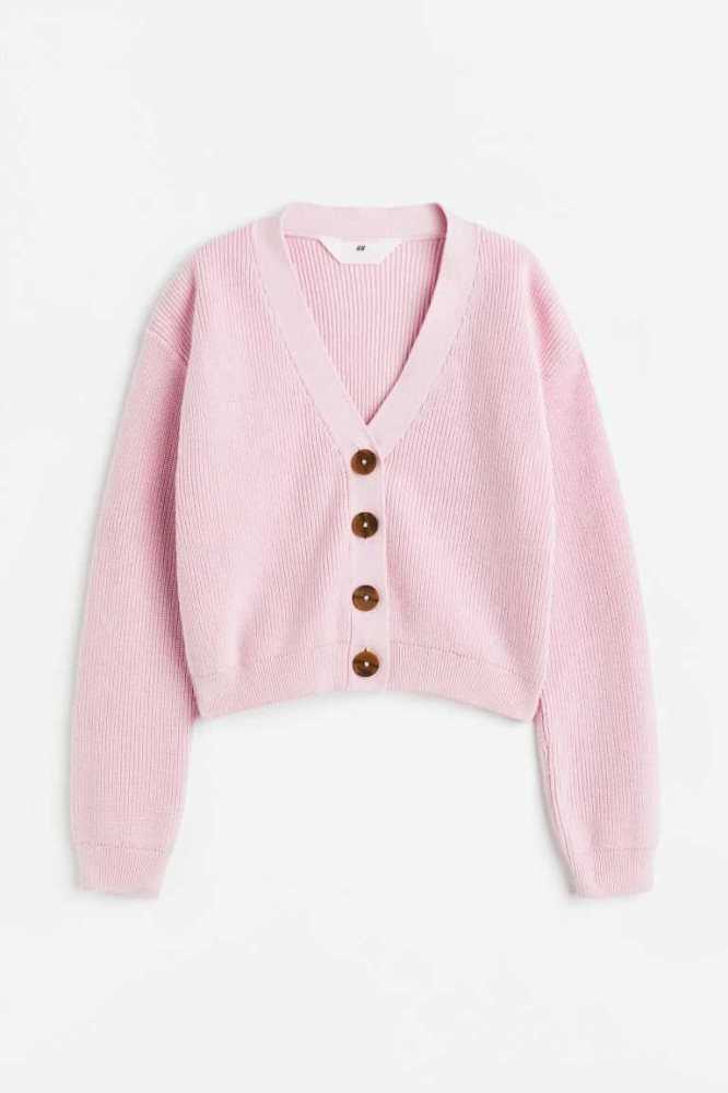 Cárdigan H&M Rib-knit Algodon Niños Rosas Claro | 601297MHU