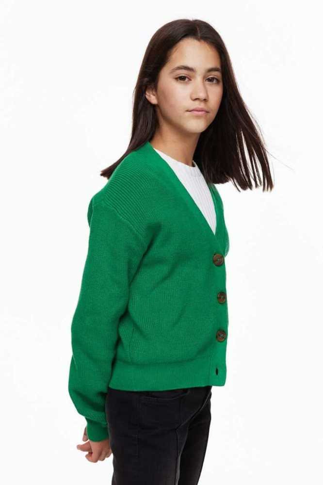 Cárdigan H&M Rib-knit Algodon Niños Verdes | 830594SQK