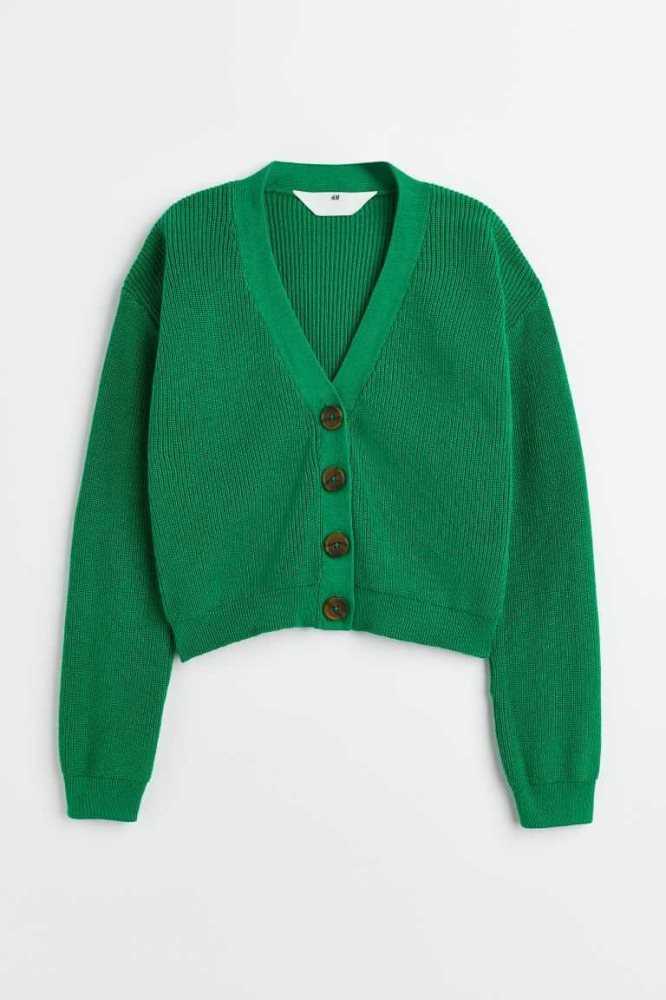 Cárdigan H&M Rib-knit Algodon Niños Verdes | 830594SQK