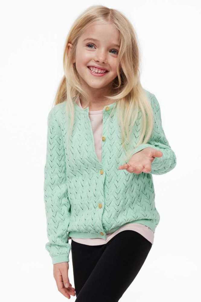 Cárdigan H&M Textured-knit Algodon Niños Verdes Claro | 371958GFI