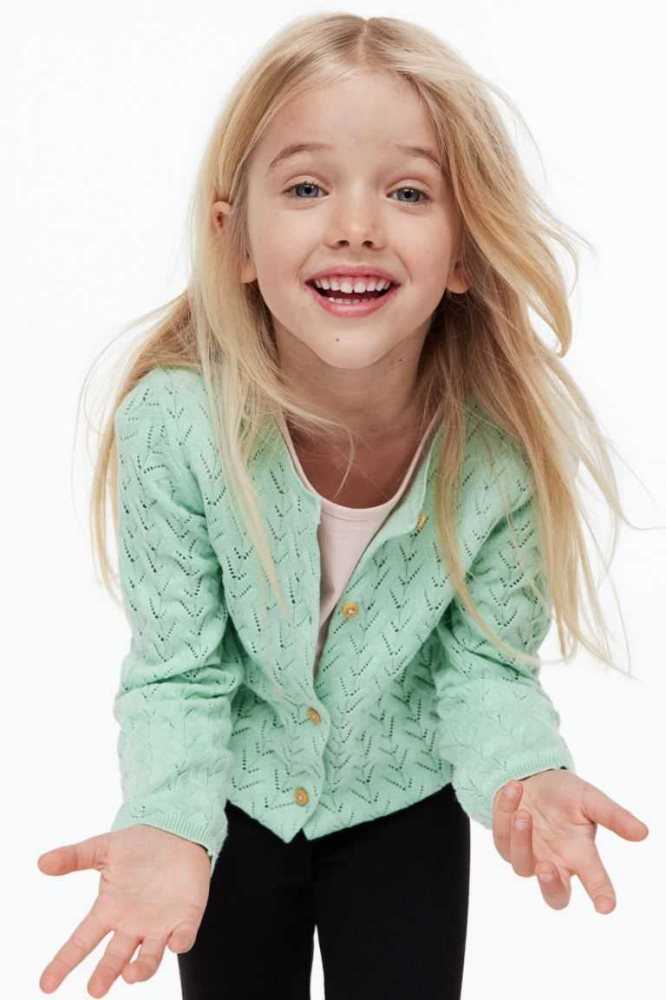 Cárdigan H&M Textured-knit Algodon Niños Verdes Claro | 371958GFI