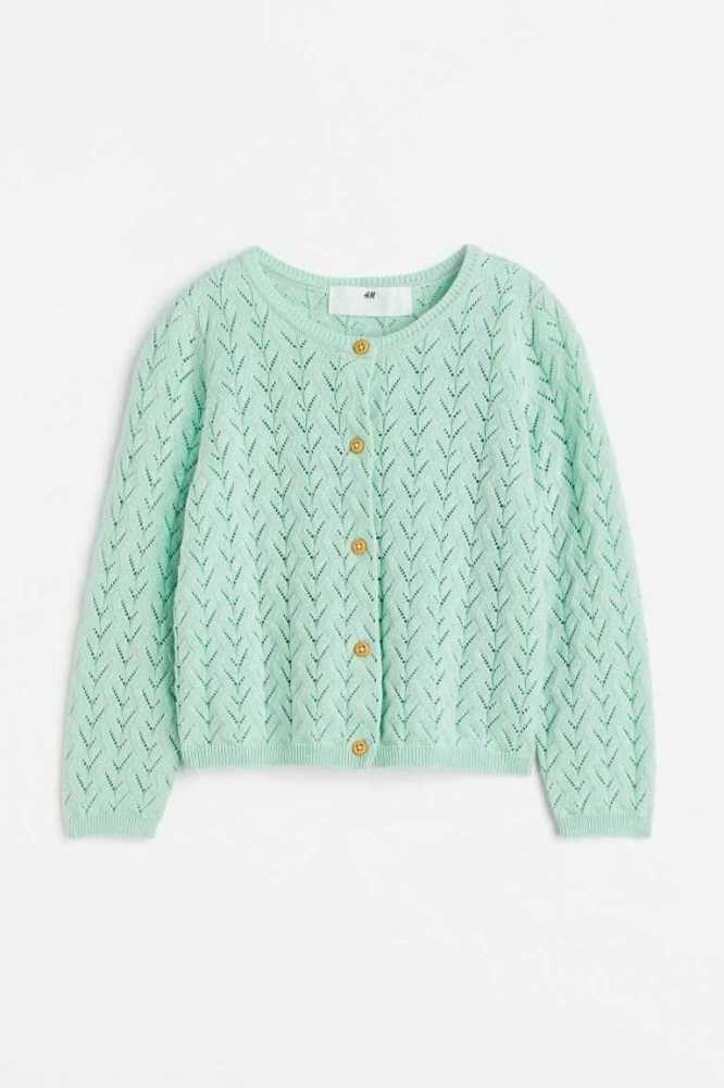 Cárdigan H&M Textured-knit Algodon Niños Verdes Claro | 371958GFI