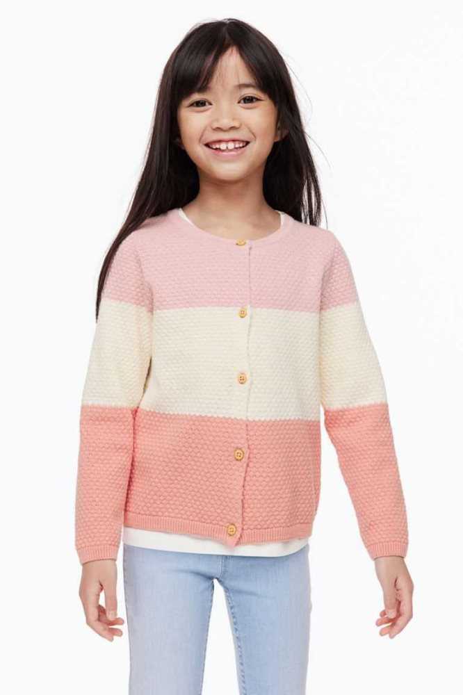 Cárdigan H&M Textured-knit Algodon Niños Verdes Claro | 371958GFI