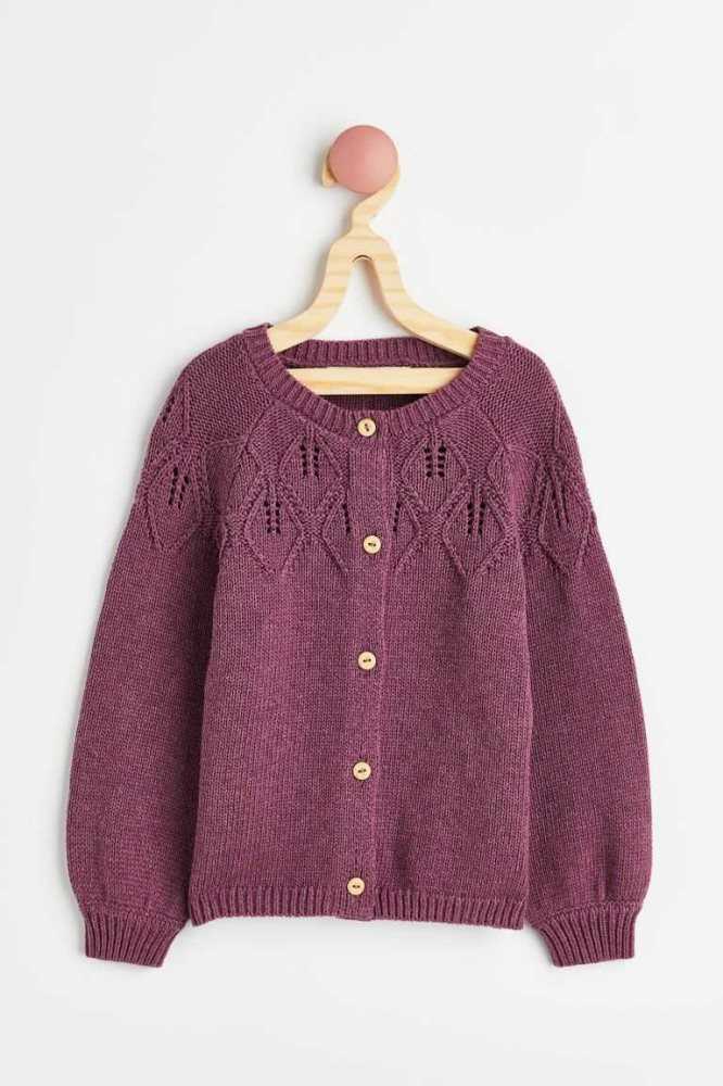 Cárdigan H&M Textured-knit Algodon Niños Rojos Oscuro | 487506DCT