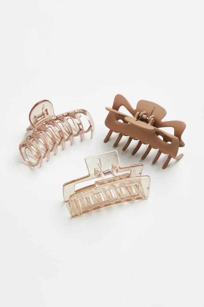 Equipo H&M 3-pack Hair Claws Mujer Beige Claro Rosas | 530479GUD