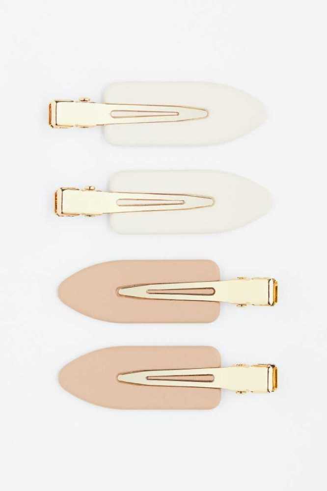 Equipo H&M 4-pack Hair Clips Mujer Beige Dorados | 765423VNL