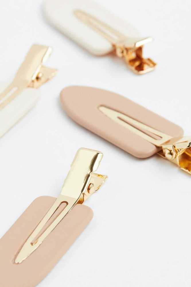 Equipo H&M 4-pack Hair Clips Mujer Beige Dorados | 765423VNL