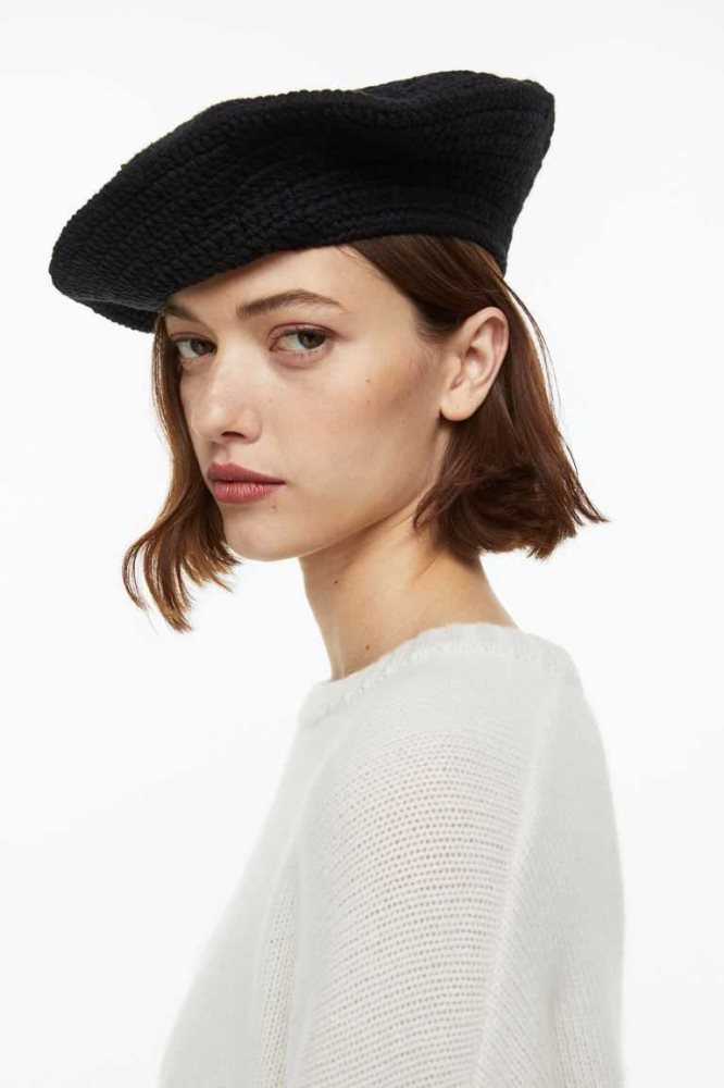 Equipo H&M Crochet-look beret Mujer Negros | 348501WKL