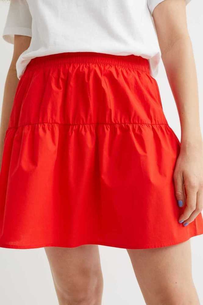 Falda H&M Algodon Poplin Mujer Rojos Claro | 926184CJZ