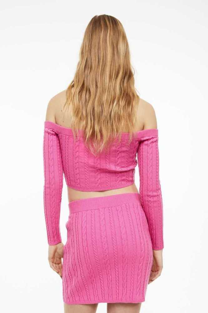 Falda H&M Cable-knit mini Mujer Rosas | 783295NBO