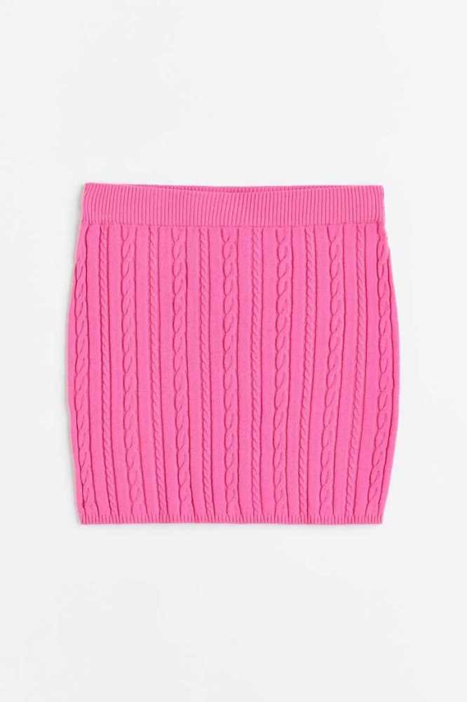 Falda H&M Cable-knit mini Mujer Rosas | 783295NBO