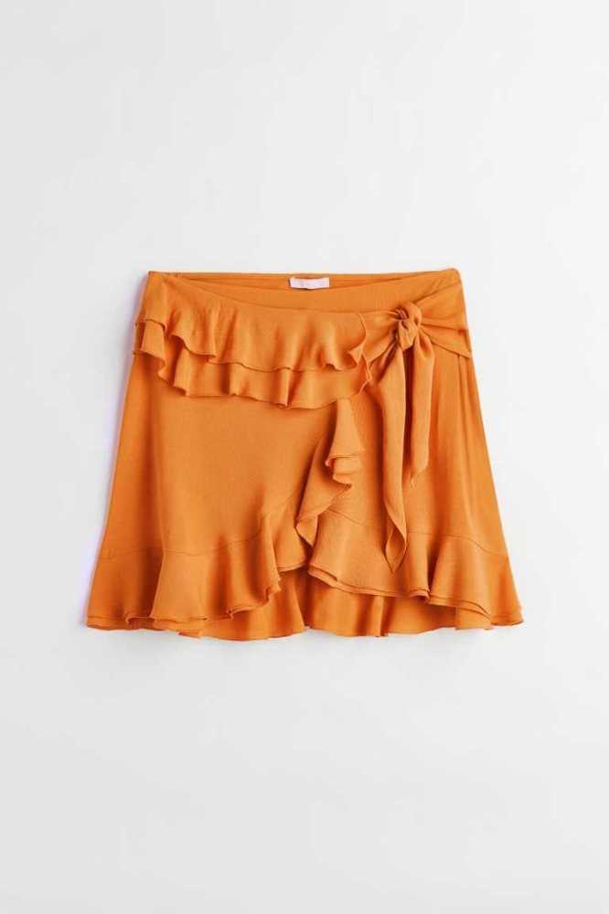 Falda H&M Flounced Wrap-front Mujer Naranjas | 360582ITR