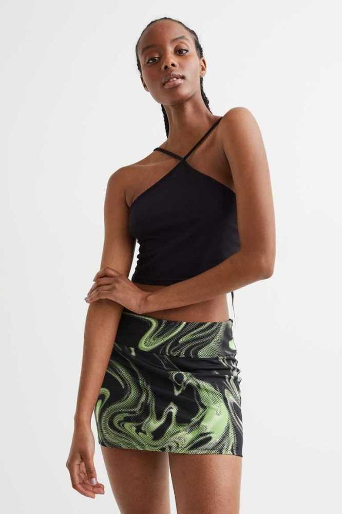 Falda H&M Mini Mujer Negros Verdes | 231698SVA