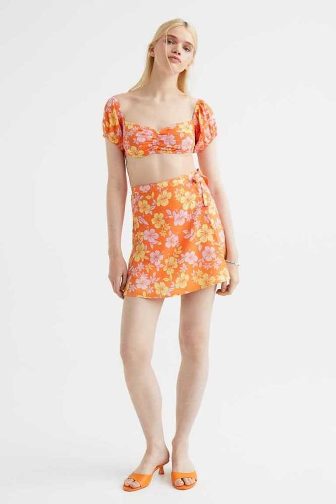 Falda H&M Patterned Wrap-front Mujer Naranjas | 691780VXK