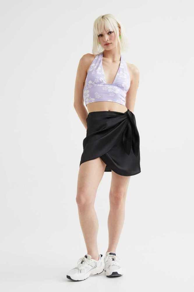 Falda H&M Satin Wrapover Mujer Negros | 087624CEB