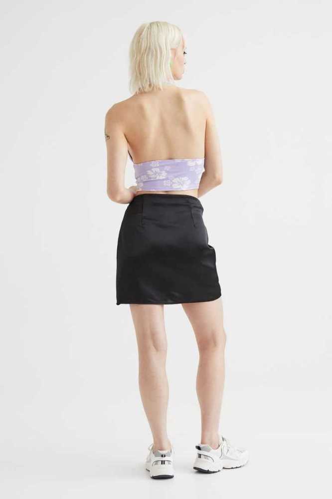 Falda H&M Satin Wrapover Mujer Negros | 087624CEB