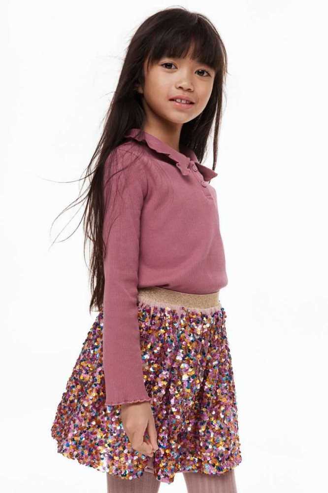 Falda H&M Sequined Niños Rosas Claro Dorados | 180243NPK