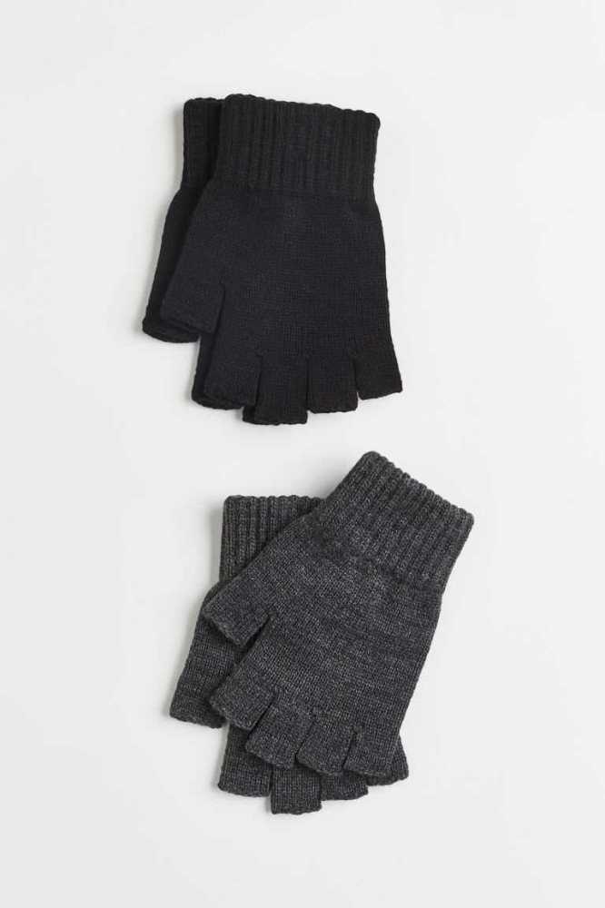 Guantes H&M 2-pack Fingerless Hombre Negros | 029147WQM