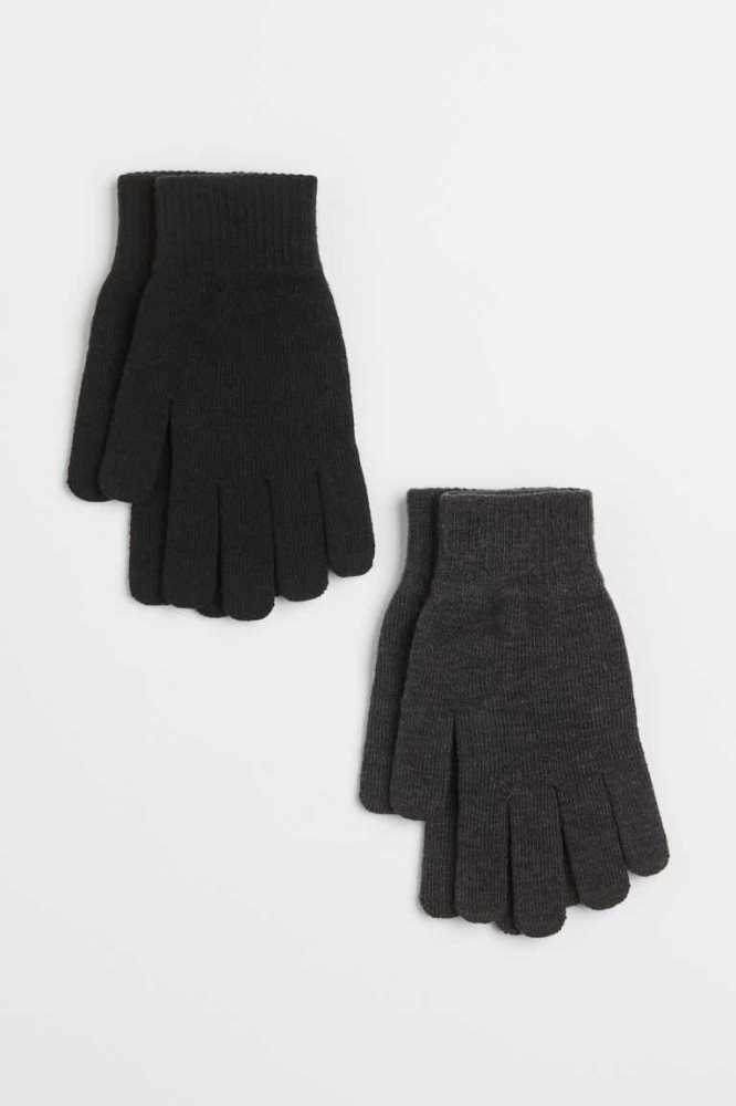 Guantes H&M 2-pack Hombre Negros Grises Oscuro | 786402LVO