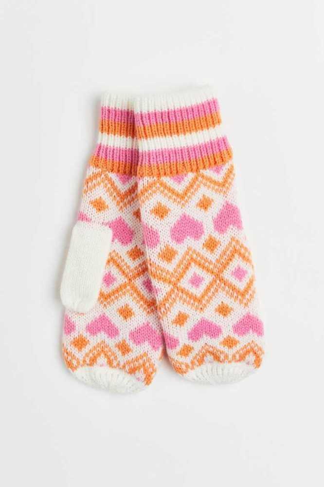 Guantes H&M Jacquard-knit Mittens Mujer Blancos | 314697KZA