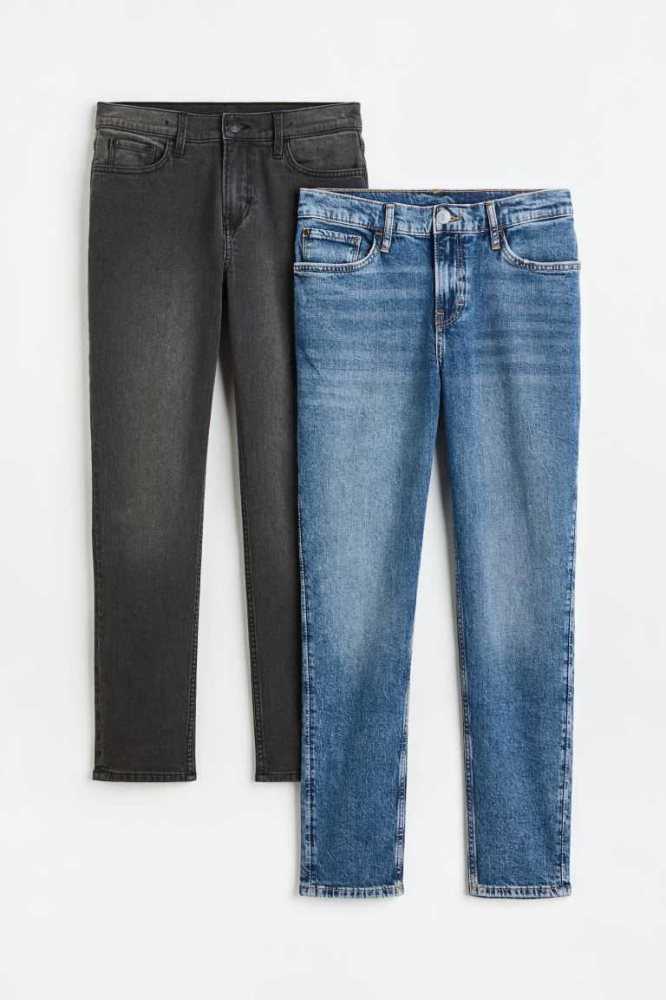 Jeans H&M 2-pack Slim Fit Superstretch Niños Azules Oscuro Grises Oscuro | 862947SNO