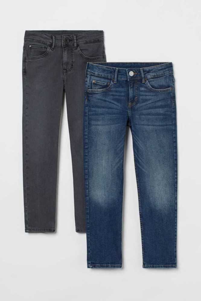 Jeans H&M 2-pack Slim Fit Superstretch Niños Azules Oscuro Grises Oscuro | 862947SNO